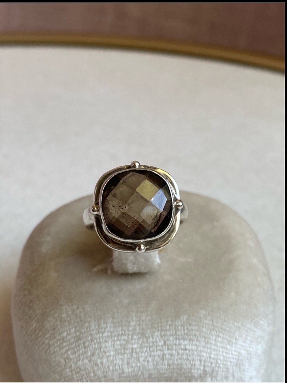 Sterling Silver Smoky Quartz Cocktail Ring size 6